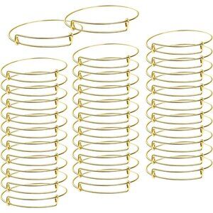 Versatile 60Pcs Gold Bangles - Adjustable Wire Blank Bracelets for All Occasions